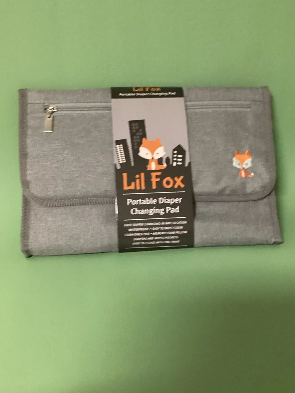 Lil Fox Gray Portable Diaper Changing Pad